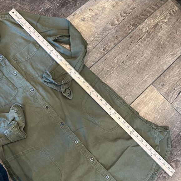 Prana Yarrow Army Green Button Down ShirtDress Solid Organic Cotton Size… - Picture 5 of 8